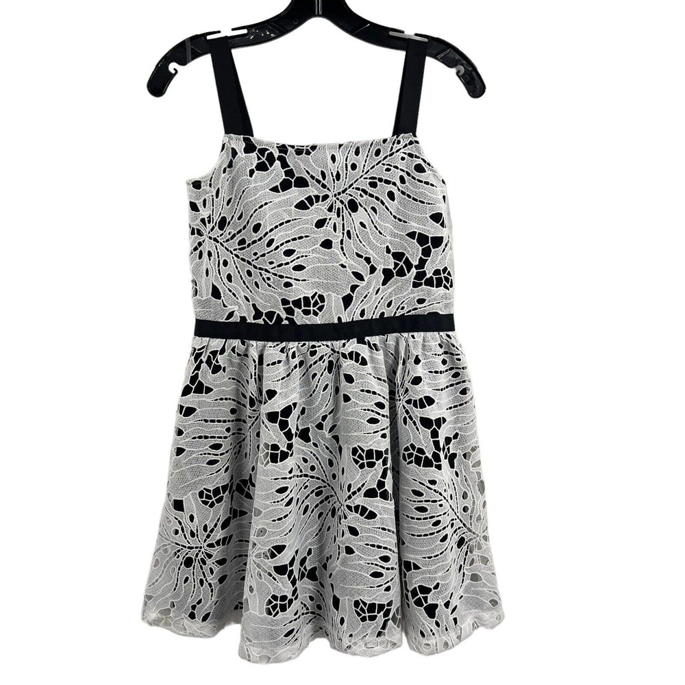 Calvin Klein Girls' White & Black Sleeveless‎ Lined Dress Size 14